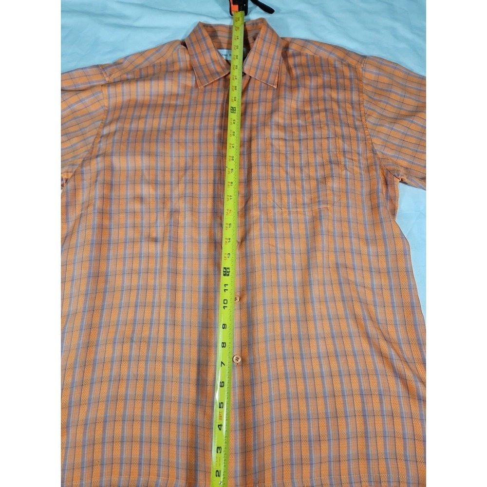 Michael Brandon Short Sleeve Button Up Mens Shirt Large Rayon/Polyester Orange‎ - Picture 5 of 8